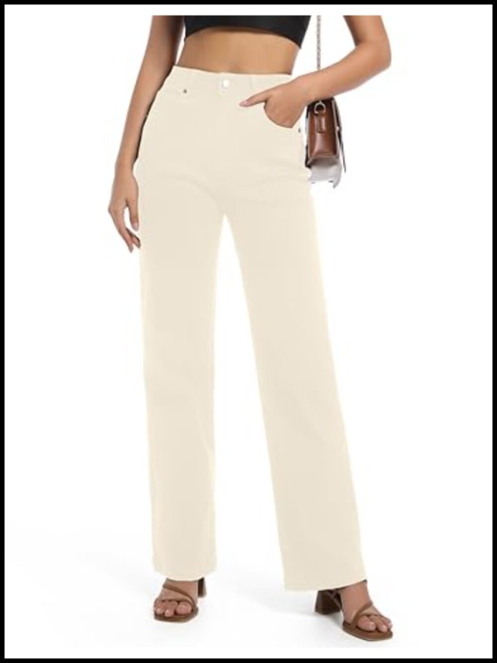 High Waisted Straight Leg Stretchy Jeans Tummy Control Loose Casual Denim Pants